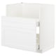The METOD kitchen cabinet in white, featuring smooth close drawers and sturdy design.