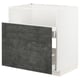 The METOD kitchen cabinet with dark grey kalhyttan fronts. Its sleek, modern design includes a white frame and two pull-out drawers.
