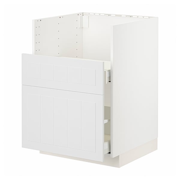 This image shows a white METOD kitchen cabinet with two drawers.
