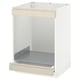 A white METOD kitchen cabinet with a beige voxtorp high-gloss drawer.