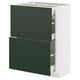METOD kitchen cabinet: green drawers, white frame, self-close.