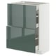 Modern kitchen cabinet, METOD series, high-gloss grey-green, rectangular with 4 drawers.
