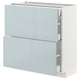 Is of an ikea METOD kitchen unit in grey-blue with multiple drawers.