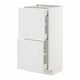 White METOD kitchen unit with double doors and drawers, sleek design.