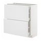 A white METOD cabinet with two large drawers and a door above.