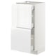 White high-gloss kitchen cabinet with drawers.