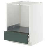 METOD kitchen unit with high-gloss grey-green drawer, rectangular, all-steel framed, modern minimalist design.