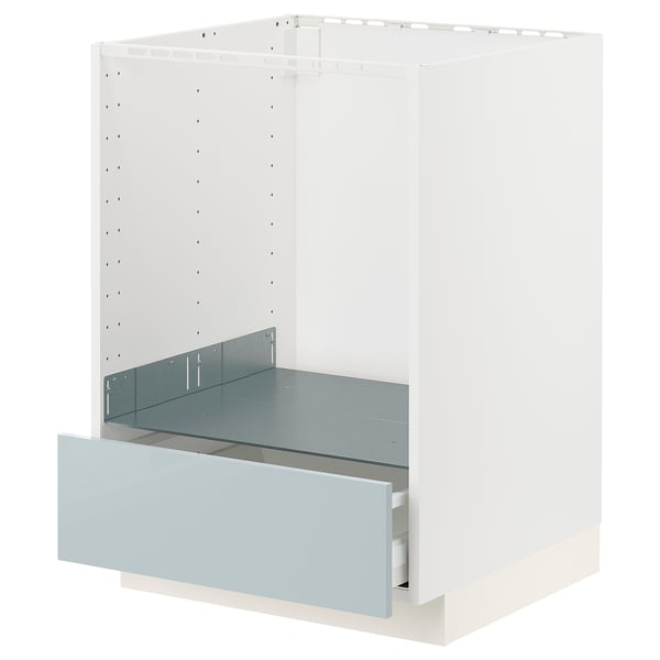 METOD kitchen unit, white with grey-blue drawer, modern sleek design.