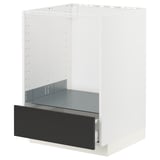 METOD kitchen cabinet with black drawer, modern design, partially open.