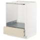 METOD white kitchen unit, beige drawer, medium size, modern design, with self-closing drawers.