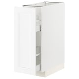White METOD kitchen cabinet with pull-out shelves and drawer.