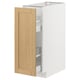 White METOD kitchen cabinet with oak door and pull-out shelves.