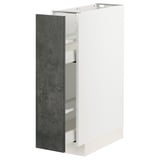 White METOD cabinet, dark grey door, shelves.