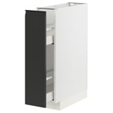 METOD kitchen unit, matte black & white, modern design, steel frame, drawers.