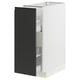 Modern kitchen cabinet in white with black door, square shape, flat-panel design.