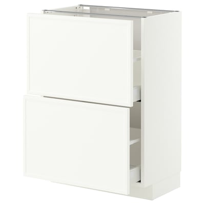 METOD / MAXIMERA Base cabinet with 2 drawers, white/Aspudden matt white, 60x37 cm