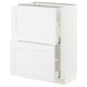 A white ikea METOD kitchen cabinet with two drawers and a wire shelf top.
