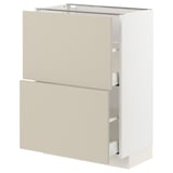 METOD kitchen cabinet in beige with smooth drawers, two large doors, and a sleek, modern design.