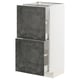 Grey METOD kitchen unit with black drawers and white frame.