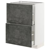 METOD kitchen cabinet in dark grey with two drawers and a sleek white frame.