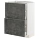 METOD kitchen cabinet in dark grey with two drawers and a sleek white frame.