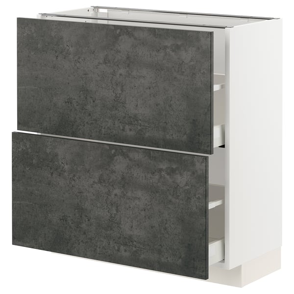 Modern kitchen unit, METOD series, grey & white, square with two drawers.