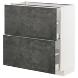 Modern kitchen unit, METOD series, grey & white, square with two drawers.