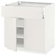 White kitchen cabinet unit, modern design, smooth surfaces, single drawer, adjustable shelves.