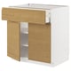 Modern kitchen unit: METOD in light wood, with open drawer and shelves.