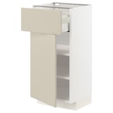 METOD kitchen unit, beige, white, sleek modern design, open drawer, adjustable shelves.