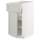 METOD kitchen cabinet in light grey with bevelled edges, adjustable shelves, and a smooth-closing drawer.
