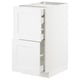 A white METOD kitchen cabinet with two drawers and a door. It a sleek, modern design with smooth surfaces and clean lines.