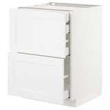 White METOD kitchen cabinet with multiple drawers, sleek and modern design.