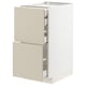 This image shows a METOD kitchen unit with beige havstorp fronts. It has two drawers with a sleek, modern design.