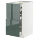 Modern kitchen cabinet: METOD, white with green drawers, sleek design, high-gloss finish.