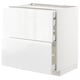 White high gloss kitchen cabinet with two drawers.