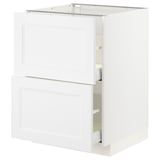 White METOD kitchen cabinet with smooth drawer fronts and beveled edges.