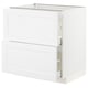 White METOD kitchen cabinet with two drawers and a shelf.