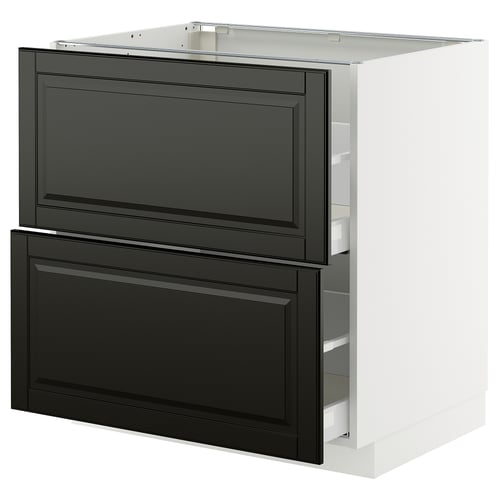 Modern kitchen unit: METOD. White with black drawers, sleek edges.