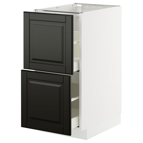 Modern kitchen unit: METOD in white & black, rectangular shape, with two bevelled drawer fronts.