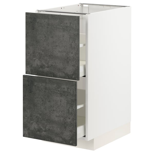 METOD kitchen cabinet, dark grey, rectangular, modern urban design with concrete effect finish.