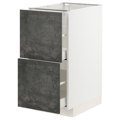 METOD kitchen cabinet, dark grey, rectangular, modern urban design with concrete effect finish.
