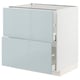 METOD kitchen cabinet in grey-blue with two drawers, sleek high-gloss finish, modern design.