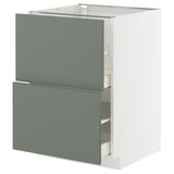 A METOD kitchen cabinet with two nickebo drawers in grey-green. It has a modern, rectangular design with smooth drawer fronts.