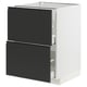 Modern black & white kitchen cabinet, sleek matte finish, two deep drawers, sturdy metal & particleboard construction.