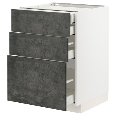 METOD kitchen unit: dark grey drawers, white cabinet, rectangular, sleek design.