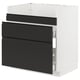 Modern black kitchen cabinet, square and sleek, with three drawers and matte finish.