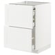 White METOD kitchen cabinet with two drawers and a door. Modern design, sturdy construction.