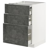 METOD kitchen cabinet, white & grey, modern design, three drawers, sleek urban look.