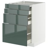 Modern kitchen with 5 glossy drawers.